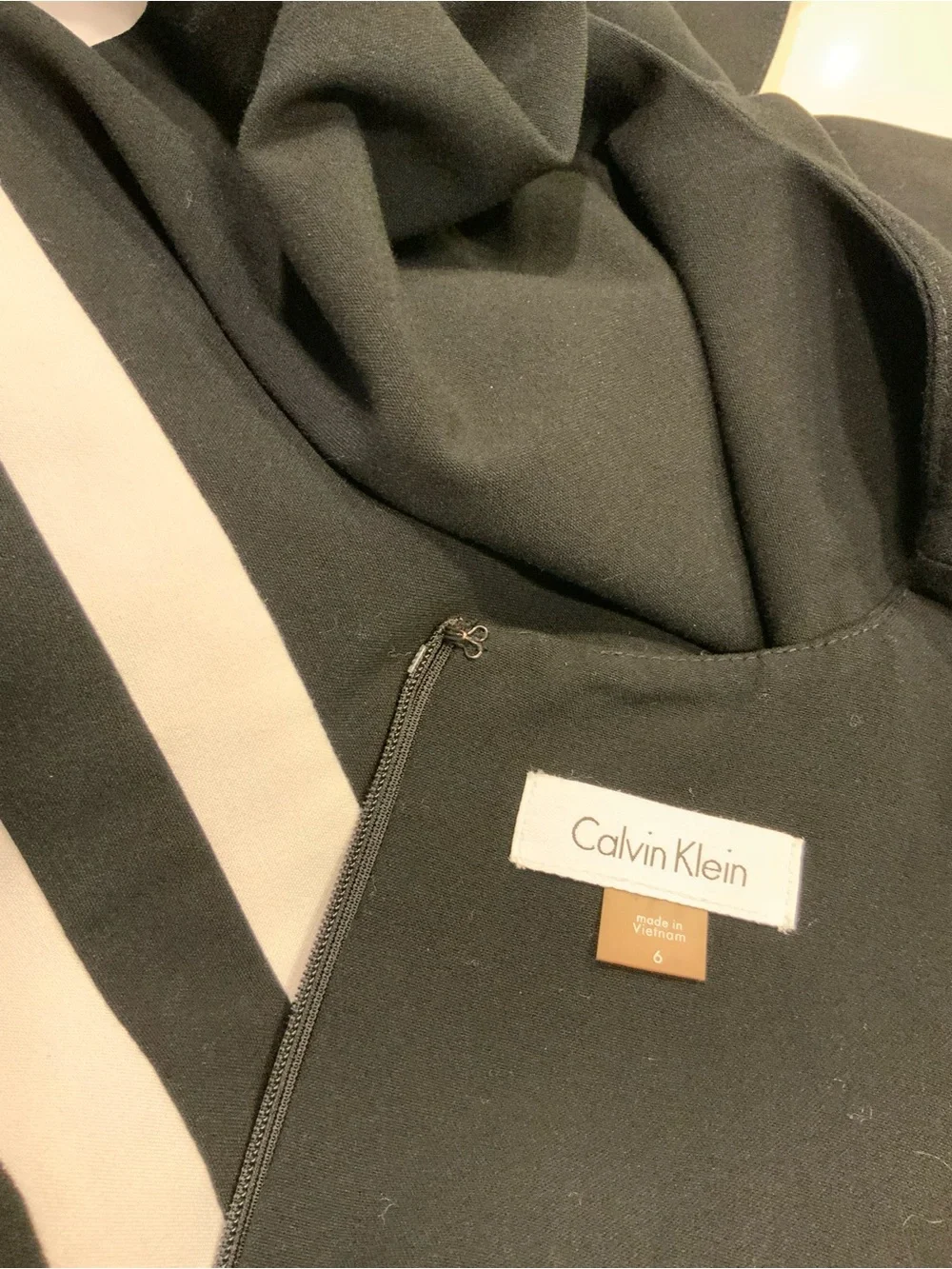 Calvin Klein Black Sheath Dress with White Contrast Panels